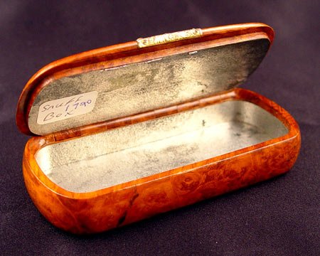 EARLY 19TH C BURL WOOD TOBACCO SNUFF BOX - 3