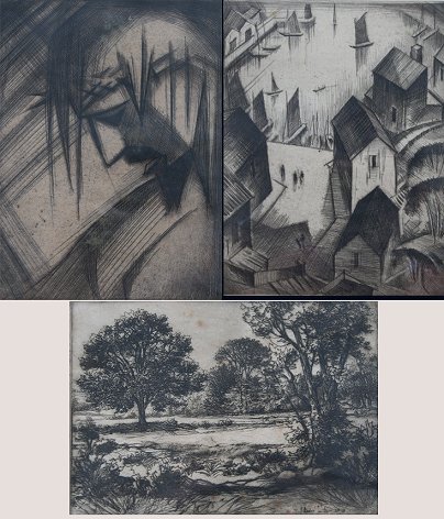 3 ANDRE SMITH ABSTRACT ETCHINGS
