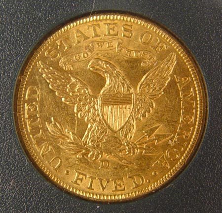 1909 LIBERTY HEAD HALF EAGLE US GOLD COIN $5 MS 6 - 2