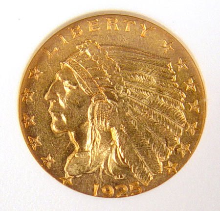 1925-D QUARTER EAGLE US GOLD COIN $2 1/2 MS 63