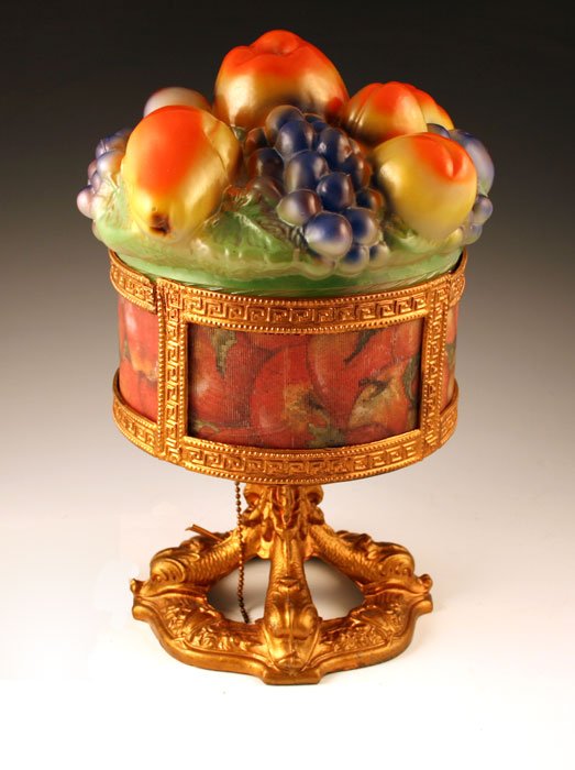 VINTAGE PUFFY GLASS FRUIT MOTIF LAMP