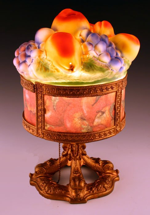 VINTAGE PUFFY GLASS FRUIT MOTIF LAMP - 2