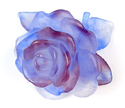 3 PC DAUM FRENCH PATE DE VERRE CRYSTAL ROSES VASE - 4