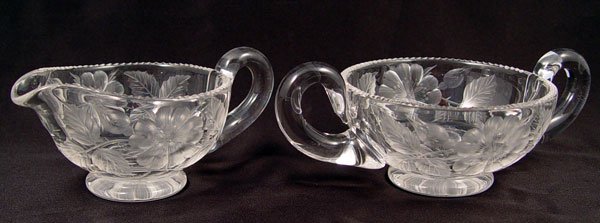 SIGNED TUTHILL BRILLIANT CUT GLASS CREAM & SUGAR