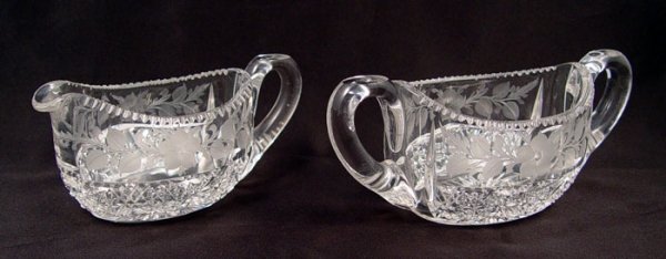 SIGNED TUTHILL BRILLIANT CUT GLASS CREAM & SUGAR - 6
