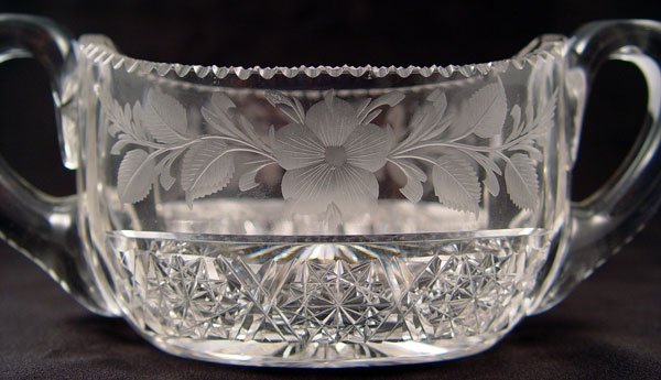 SIGNED TUTHILL BRILLIANT CUT GLASS CREAM & SUGAR - 8