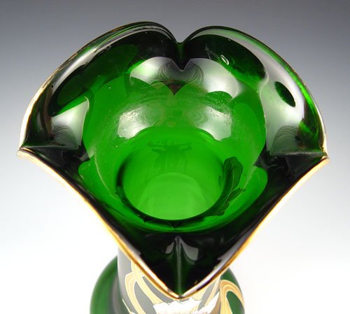 MOSER BOHEMIAN ART GLASS IRIS VASE 15" TALL  - 3