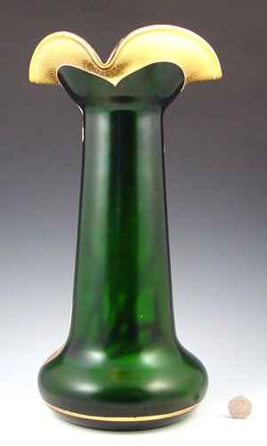 MOSER BOHEMIAN ART GLASS IRIS VASE 15" TALL  - 4