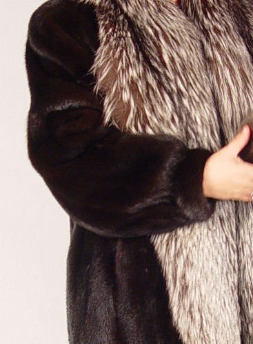BLACK MINK JACKET COAT WITH FOX COLLAR - 2