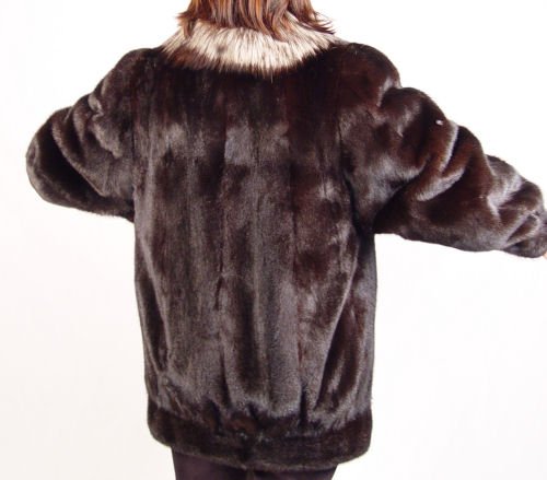 BLACK MINK JACKET COAT WITH FOX COLLAR - 3