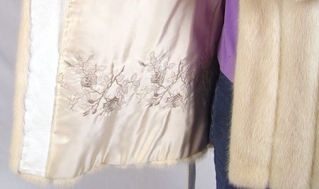 WHITE MINK FUR COAT WITH WHITE LEATHER BELT - 3