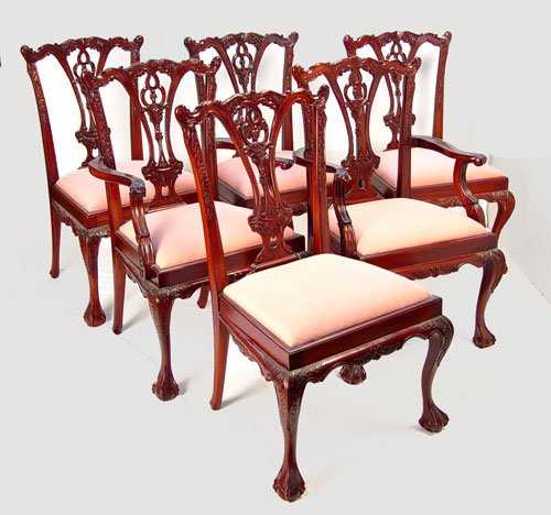 SET OF 8 CHIPPENDALE STYLE MAHOGANY DINING CHAIRS