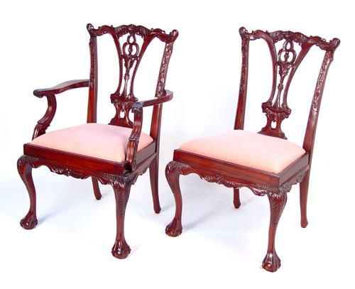 SET OF 8 CHIPPENDALE STYLE MAHOGANY DINING CHAIRS - 2
