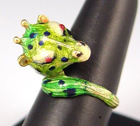 18K ENAMEL SEA SERPENT FIGURAL RING 13.3 GR SZ 6