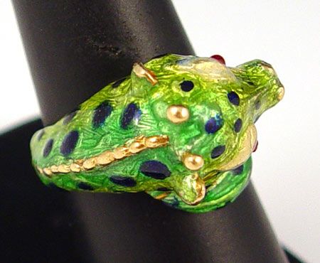18K ENAMEL SEA SERPENT FIGURAL RING 13.3 GR SZ 6 - 2