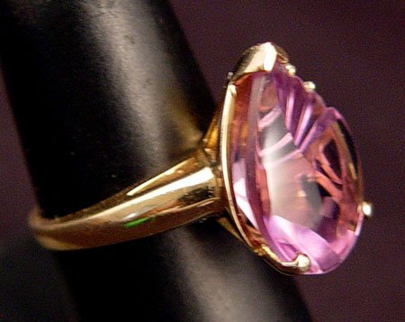 14K 8CT FANTASY AMETHYST .12CTW DIAMOND RING SZ 6. - 2