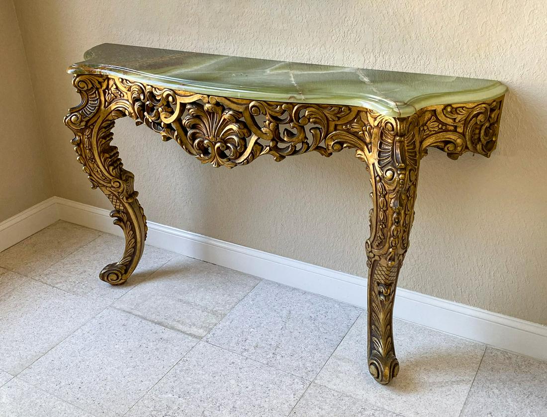Gilt Carved Wood Marble Top Foyer Table Nov 17 2019 Burchard