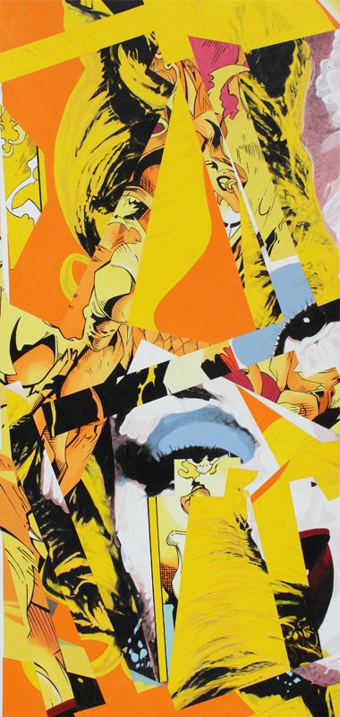 LARGE THEO WUJCIK 1998 POP ART PAINTING: WUJCIK, Theo, (American, 1936-2014): "Old Yeller", Pop Art Composition, Oil/Canvas, 90" x 42 1/2", signed verso, dated 1998. Wujcik was a celebrated local artist that also taught at USF and was heavil
