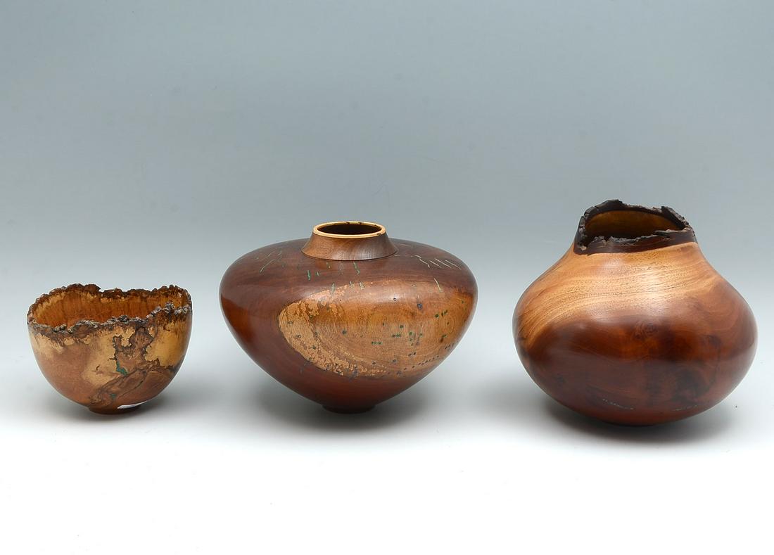 3 Pc Jorn W Piel Turned Wooden Vases Bowl Dec 15 2019