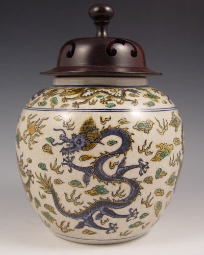 CHINESE CERAMIC CENSOR COVERED JAR