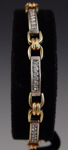 14K 1 CTW DIAMOND WHT YLW GOLD BRACELET 11.8gr