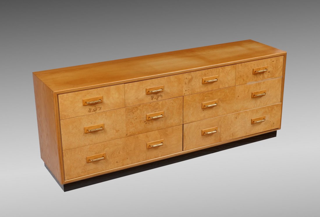 SCENE TWO SIDEBOARD BY HENREDON: SCENE TWO SIDEBOARD BY HENREDON: Henredon "Scene Two" 7-drawer sideboard, having brass pulls. Wood burned Henredon mark at interior of top right drawer. Approx. 28" h x 72" l x 19.25" w.