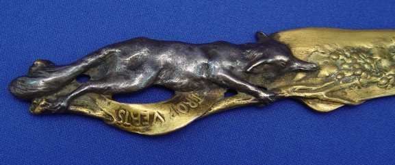 BRONZE FIGURAL LETTER OPENER SANGLAN FOX GRAPES
