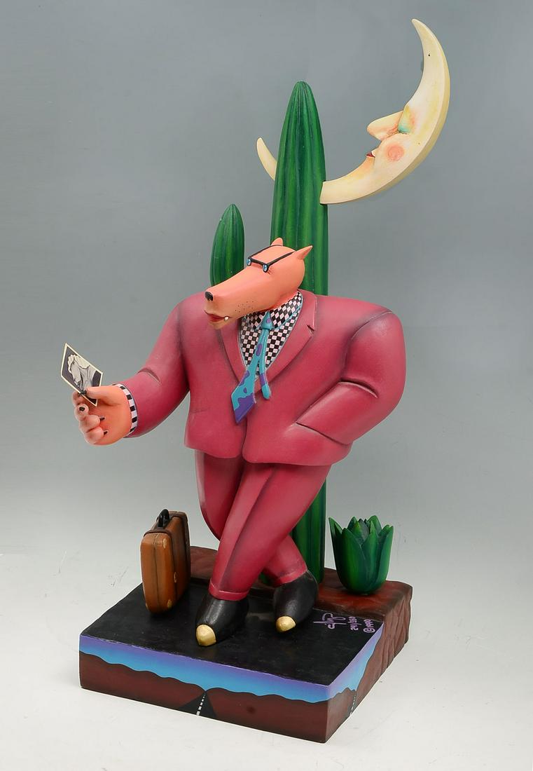 MARKUS PIERSON PAINTED SCULPTURE: PIERSON, Markus, (American, 1961-): "A Road to Her", Painted Wood Sculpture, 30" h., monogramed, dated 1990 and numbered 241/350.