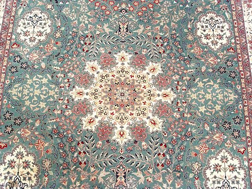 WOOL SILK HAND KNOTTED RUG - 2