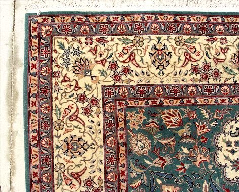 WOOL SILK HAND KNOTTED RUG - 3