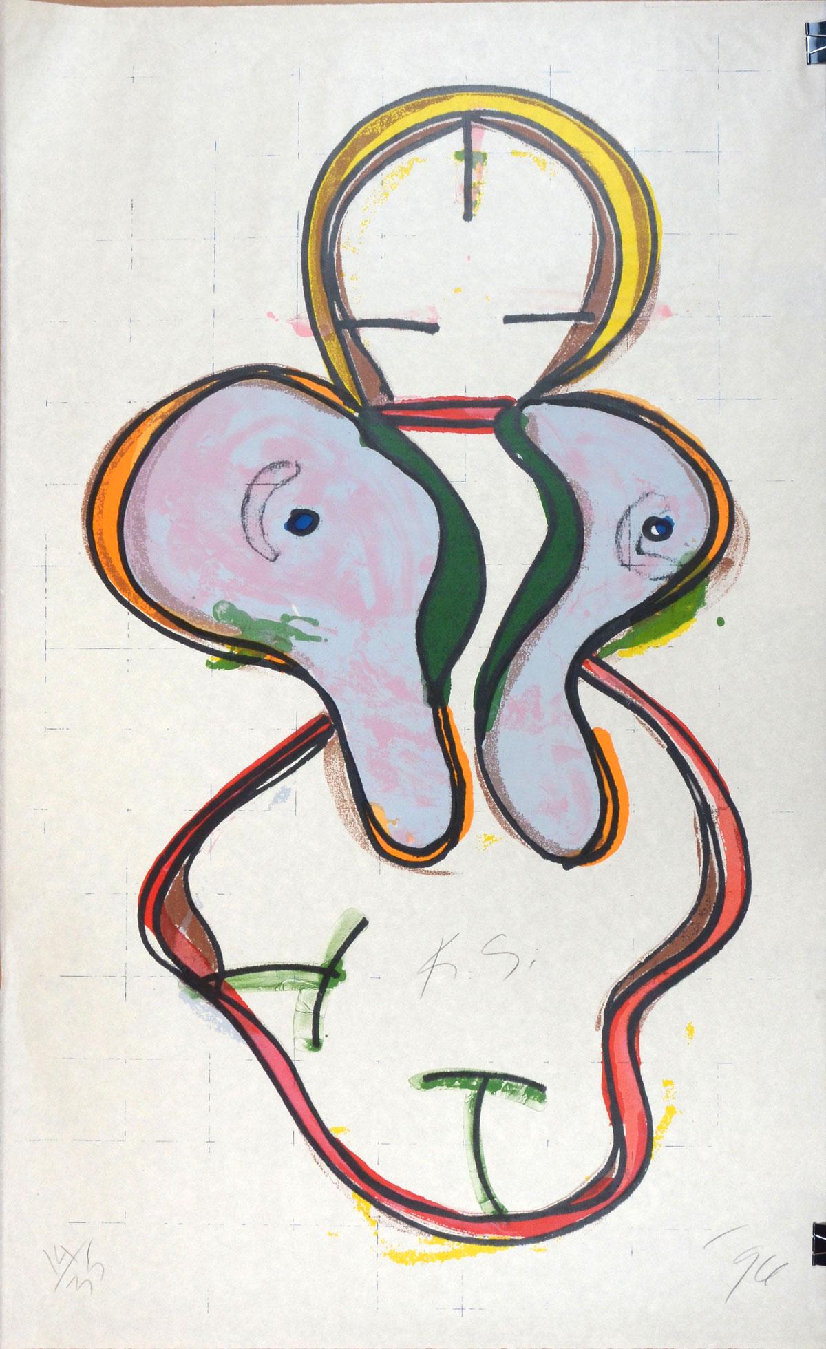 LARGE KEITH SONNIER CHANGALOO LITHOGRAPH: SONNIER, Keith, (American, 1941-): ''Changaloo'', 9 color lithograph, 65'' x 38.75'', signed lower right, USF Graphic Studio blind stamp, numbered 14/35 lower left, unframed. No longer available from