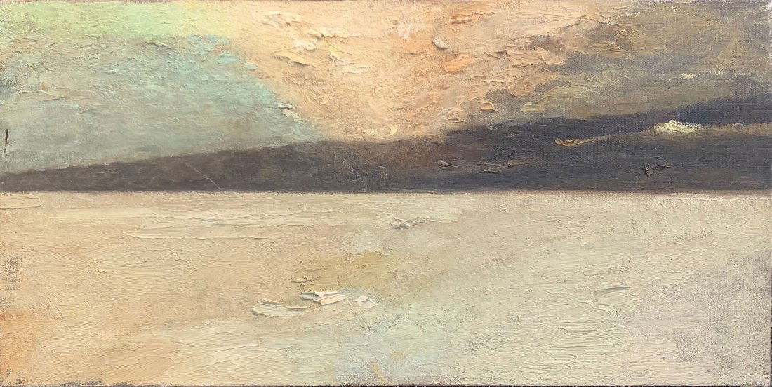 MARTIN HOFFMAN PAINTING "BEACH NOCTURN": HOFFMAN, Martin Joseph, (American, 1935-2013): "Beach Nocturne", Oil/Canvas, 12" x 24", signed and titled verso, unframed.