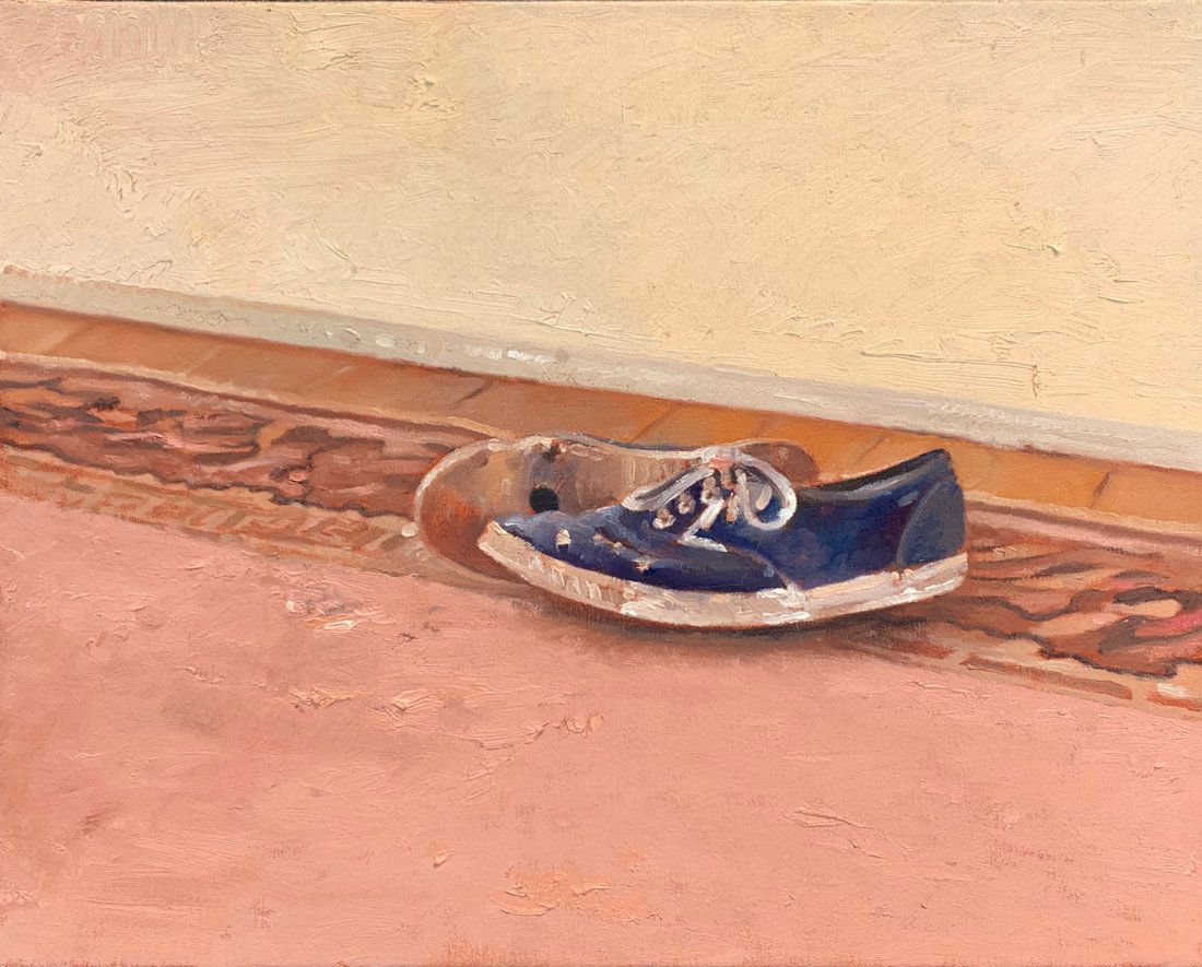 MARTIN HOFFMAN PAINTING "CATHERINE: HOFFMAN, Martin Joseph, (American, 1935-2013): "Catherine's Sneakers", Oil/Canvas, 17" x 22", signed and titled verso, unframed.