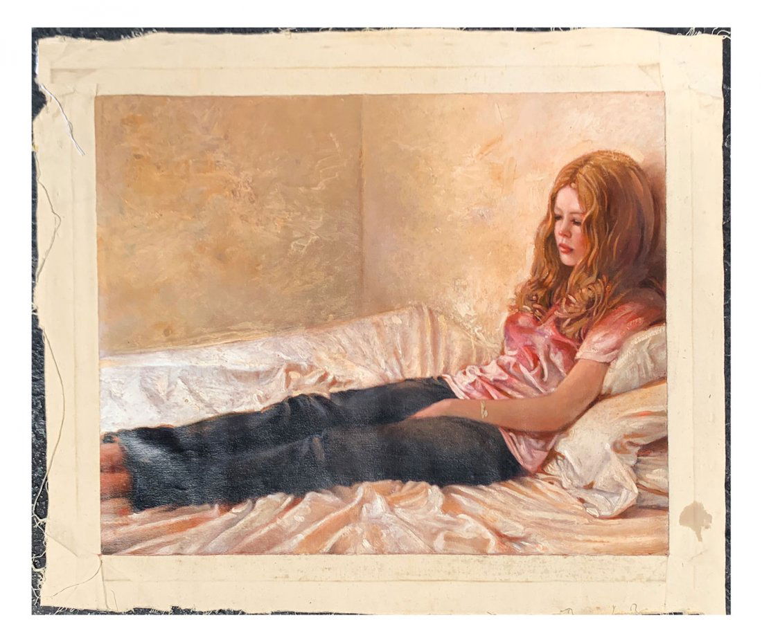 SANCTUARY DONNA JEAN PAINTING: HOFFMAN, Martin Joseph, (American 1935-2013): "Sanctuary Donna Jean", Unstretched Oil/Canvas, painted surface 26.75" x 35.75", signed and titled verso.