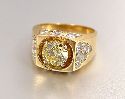 FANCY YELLOW 1.96 CT DIAMOND 3.22 CTW 14K RING