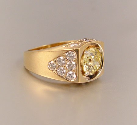 FANCY YELLOW 1.96 CT DIAMOND 3.22 CTW 14K RING - 2