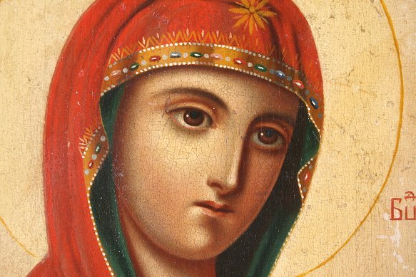 FANTASTIC RUSSIAN RELIGIOUS ICON OIL/WOOD - 3