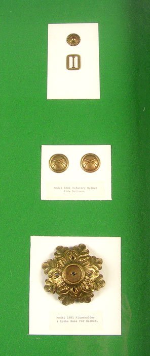 FRAMED COLLECTION OF INDIAN WARS HELMET HARDWARE - 4