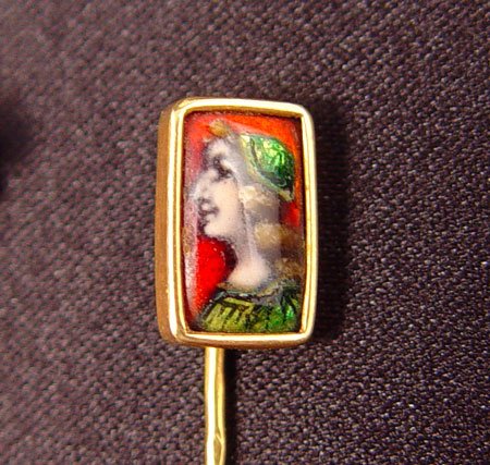 VINTAGE FRENCH PIN SEED PEARL SCEPTER CAMEO GOLD - 2