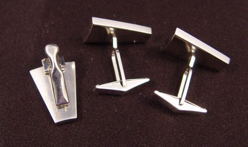 16.2 GR RETRO 14K & DIAMOND CUFF LINKS & TIE CLIP - 3