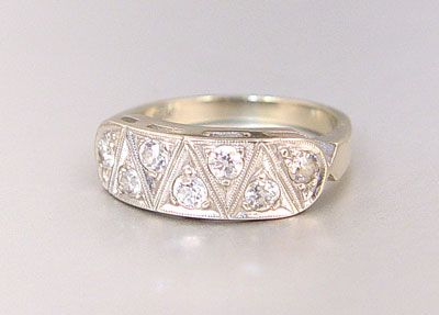 14K .45 CTW DECO OLD EURO DIAMOND BAND RING 5.25