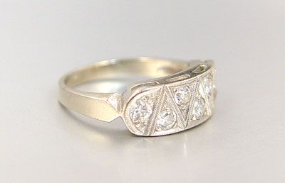 14K .45 CTW DECO OLD EURO DIAMOND BAND RING 5.25 - 2