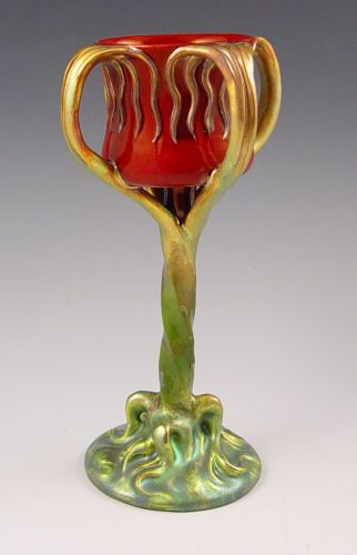 ZSOLNAY HUNGARIAN POTTERY LOVING CUP Eosin