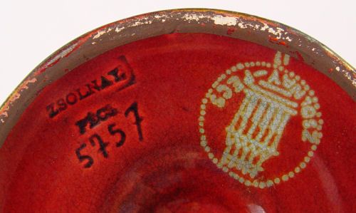 ZSOLNAY HUNGARIAN POTTERY LOVING CUP Eosin - 4
