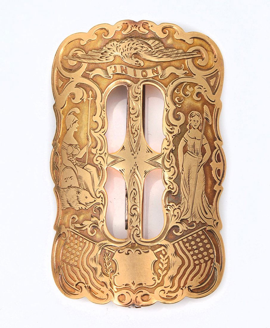 GOLD PLATED CIVIL WAR SASH BUCKLE May 17, 2020 Burchard Galleries Inc in FL
