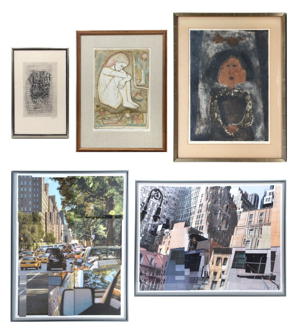MULTI PIECE PRINT LOT: MULTI PIECE PRINT LOT: 1) Irving Amen Etching ''Dreaming Girl'', sight size 18'' x 12.5'', pencil signed lower right, titled lower left, numbered 53/200, framed, 27'' x 19.5''. 2) Johnny Friedlander A