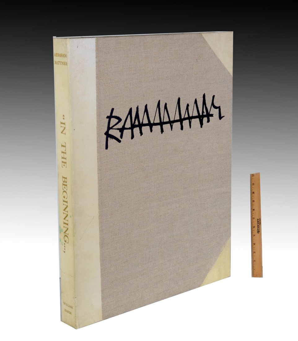ABRAHAM RATTNER PORTFOLIO LITHOGRAPHS: RATTNER, Abraham, (American, 1893-1978): "IN THE BEGINNING: A 12 LITHOGRAPH PORTFOLIO", in original case with frontispiece, each lithograph is signed and numbered 90/200, encased in original hard cove