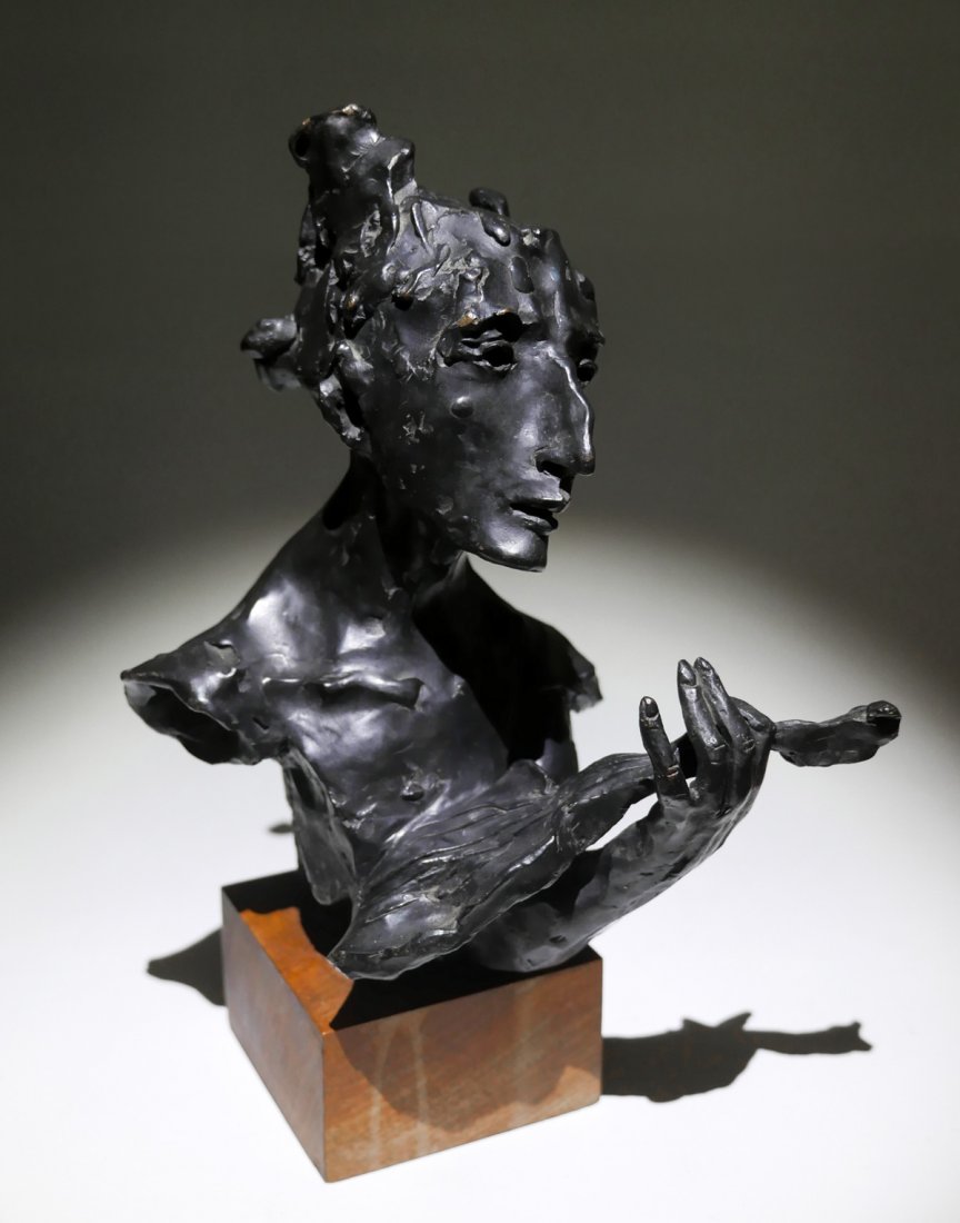 DAVID ARONSON VIOLINIST BRONZE: ARONSON, David, (American, 1923-2015): Violinist, 10.5'' H, signed and numbered 108/205. Affixed to wooden plinth. 13'' overall.