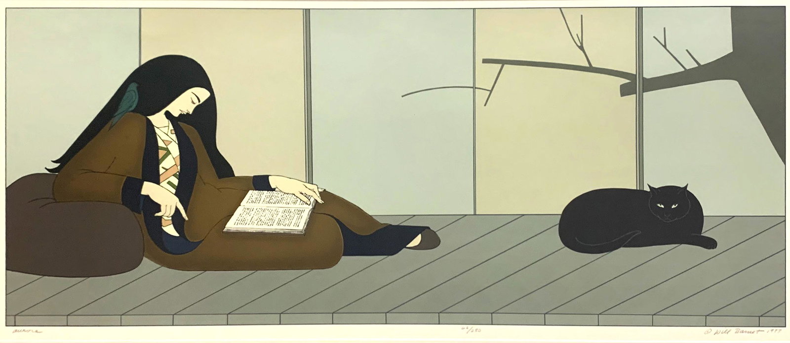 LARGE WILL BARNETT SILKSCREEN "AURORA": BARNETT, Will, (American, 1918-1992): "Aurora", Silkscreen, sight size 17.5" x 41", pencil signed lower right, dated 1977, numbered 62/250, titled lower left, framed, 27.75" x 50.5".