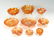 9 PC. FOOTED BOWL ORANGE CARNIVAL GLASS COLLECTION